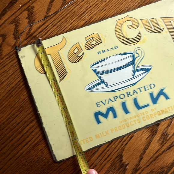 Tin sign “Tea Cup Brand Evaporated Milk” metal kitchen plaque sign - Picture 2 of 7